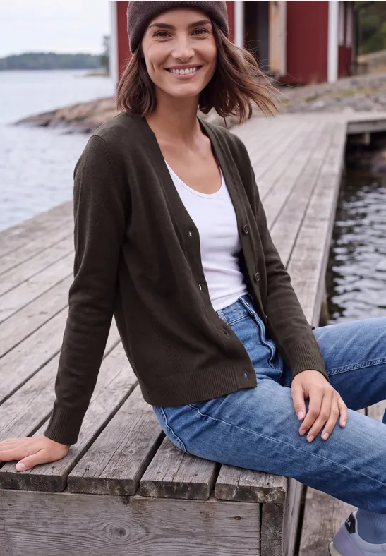 Vest met V-hals en knoopsluiting