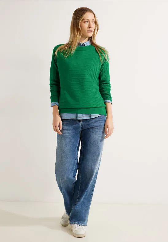 Thumbnail - Cecil Damen Rippstrick Pullover in Grün, Gr: XXL