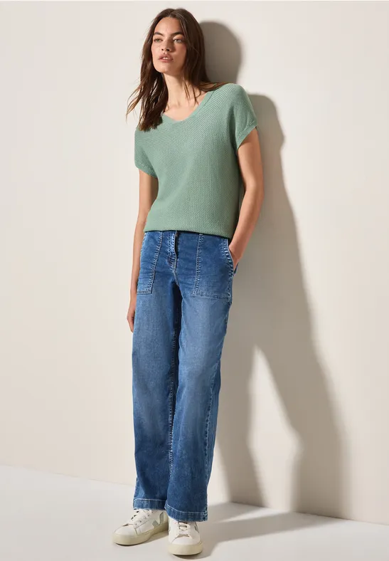 cecil Pullover Armlos Baumwolle-Viskose Grün