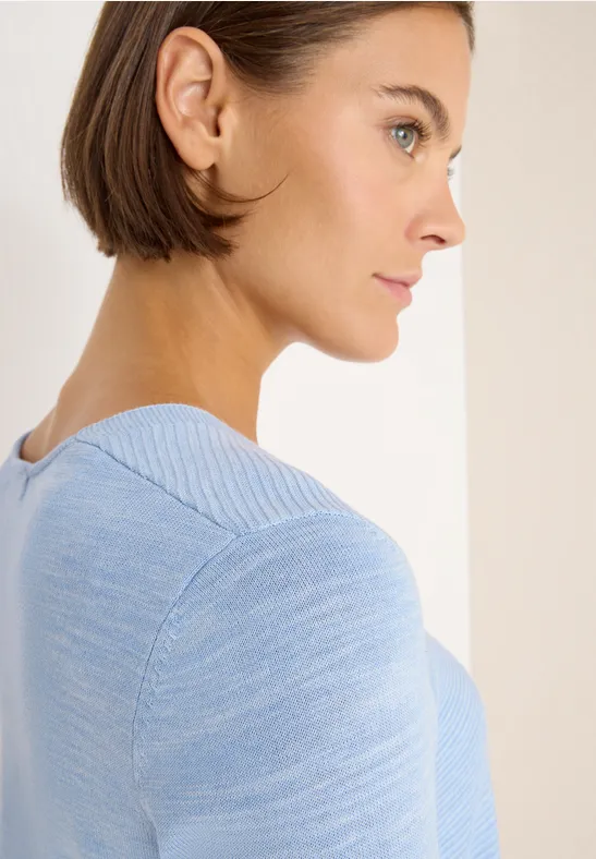 cecil V-Neck Pullover Baumwolle-Polyester Blau