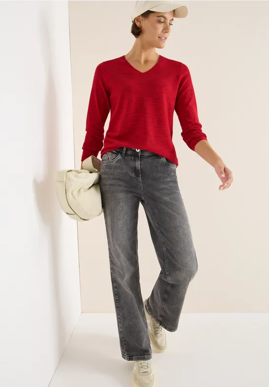 Thumbnail - Cecil Damen V-Neck Pullover in Rot, Gr: XXL