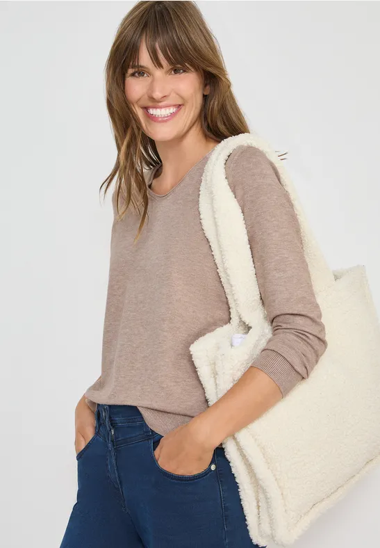 cecil Kuscheliger Pullover V-Ausschnitt Viskose Braun