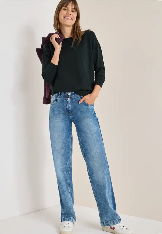 Thumbnail - Cecil Damen Pullover mit Strukturdetail in Grün, Gr: XS