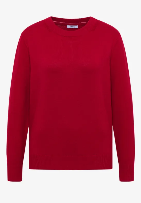 Thumbnail - Cecil Damen Softer Rundhals Pullover in Rot, Gr: S
