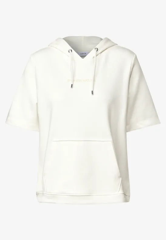 Thumbnail - Cecil Damen Kurzarmsweatshirt mit Kapuze in Weiß, Gr: XL