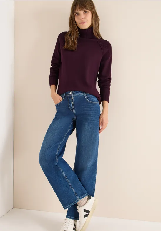 cecil Pullover Strukturmix Rollkragen Baumwolle-Polyacrylic-Polyester-Elasthan Rot