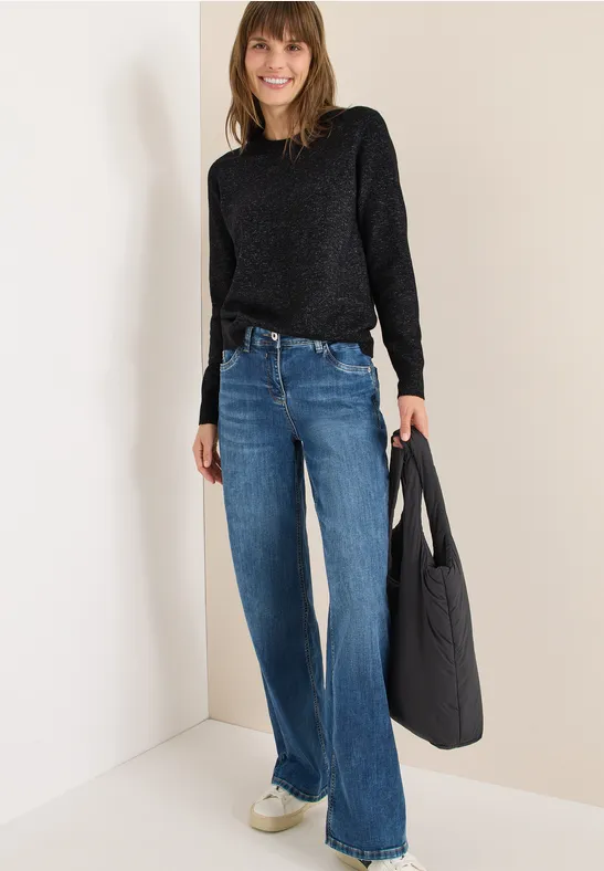 cecil Pullover Kuscheliger Rundhalsausschnitt Polyester Schwarz