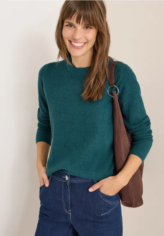 cecil Pullover Rundhals Strukturdetails Baumwolle-Polyacrylic-Polyester-Esasthan Grün