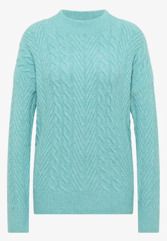 Thumbnail - Cecil Damen Pullover mit Strickmuster in Grün, Gr: XL