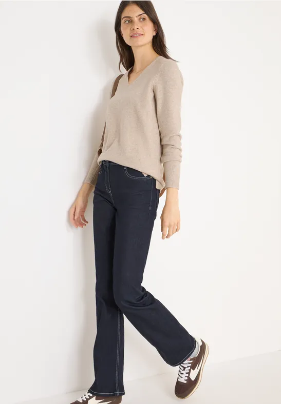 Thumbnail - Cecil Damen Kuscheliger V-Neck Pullover in Beige, Gr: L