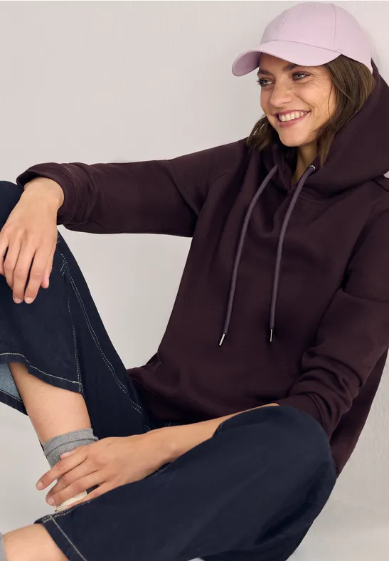 cecil Sweatshirt Kapuze Tunnelzug Polyester-Baumwolle Rot