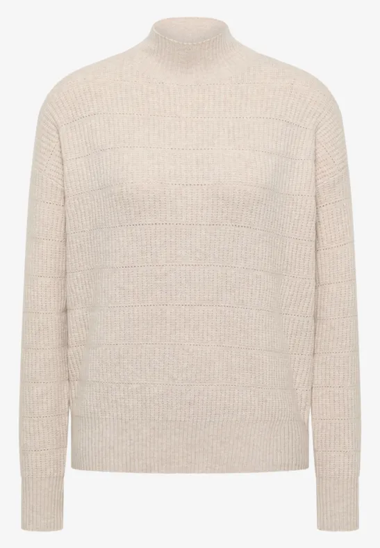 Thumbnail - Cecil Damen Strukturmix Pullover in Beige, Gr: XXL