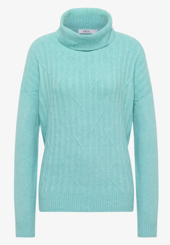 Thumbnail - Cecil Damen Struktur Rollkragenpullover in Blau, Gr: XL