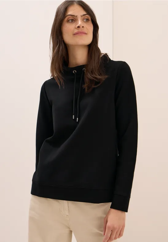 cecil Sweatshirt Funnel Neck Baumwolle Schwarz