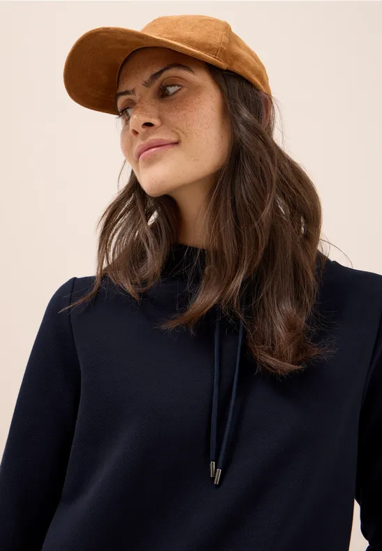 cecil Sweatshirt Funnel Neck Baumwolle-Polyester-Elasthan Blau