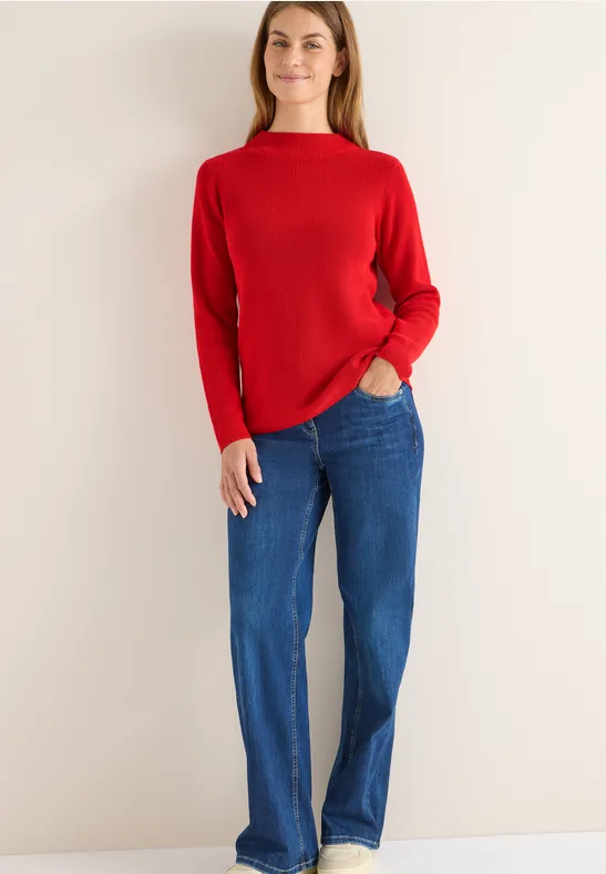Thumbnail - Cecil Damen Strukturmix Pullover in Rot, Gr: M