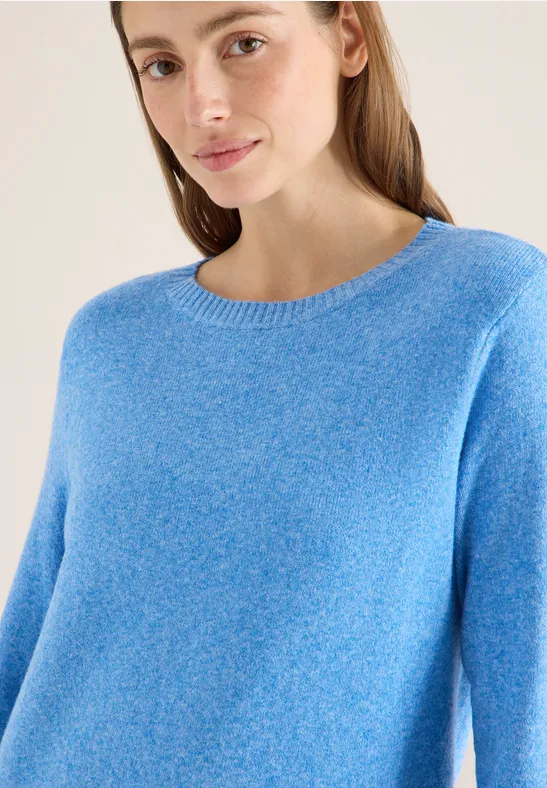 Cecil Damen Softer Pullover in Unifarbe in Blau, Gr: M B30345917386M