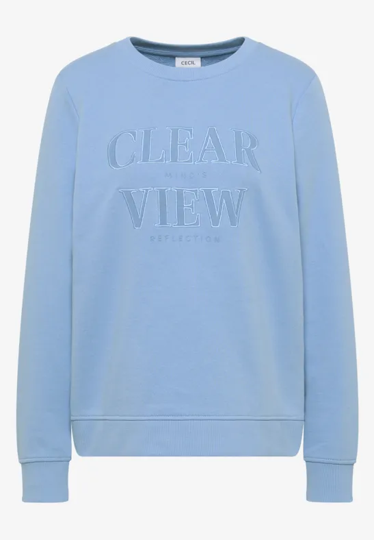 Thumbnail - Cecil Damen Sweatshirt mit Wording in Blau, Gr: S
