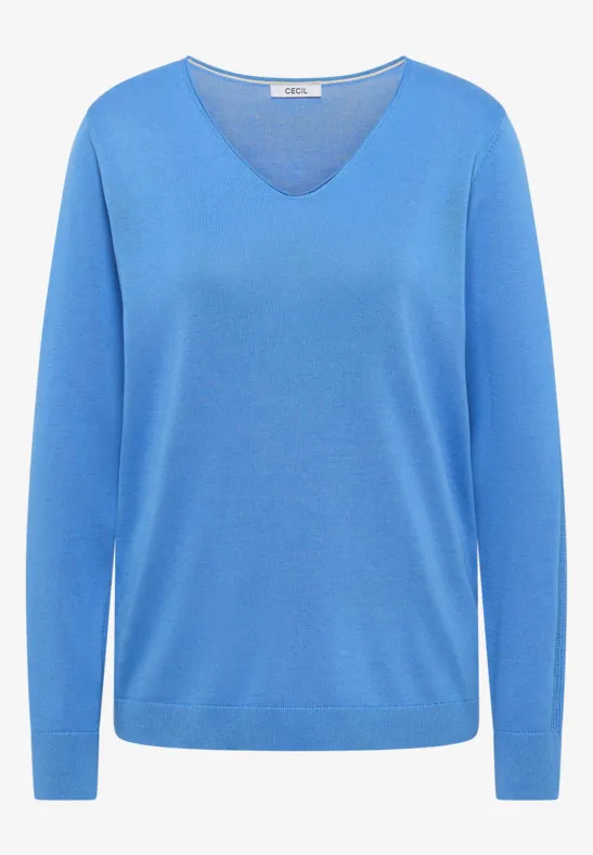 Thumbnail - Cecil Damen Basic Pullover in Blau, Gr: XXL