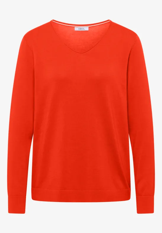 Thumbnail - Cecil Damen Basic Pullover in Orange, Gr: S