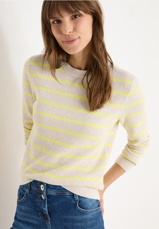 cecil Pullover Gestreift Ripp Baumwolle Gelb