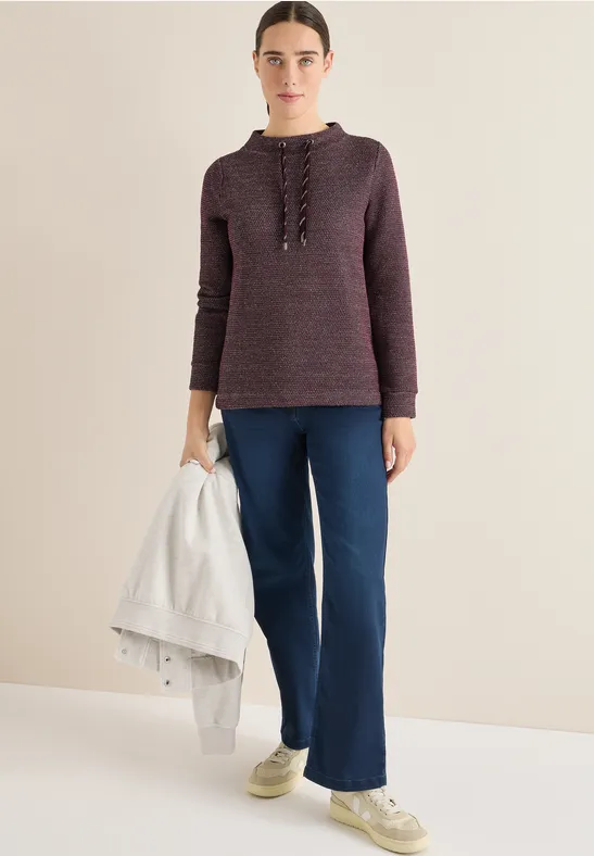 Thumbnail - Cecil Damen Struktursweatshirt in Rot, Gr: XL