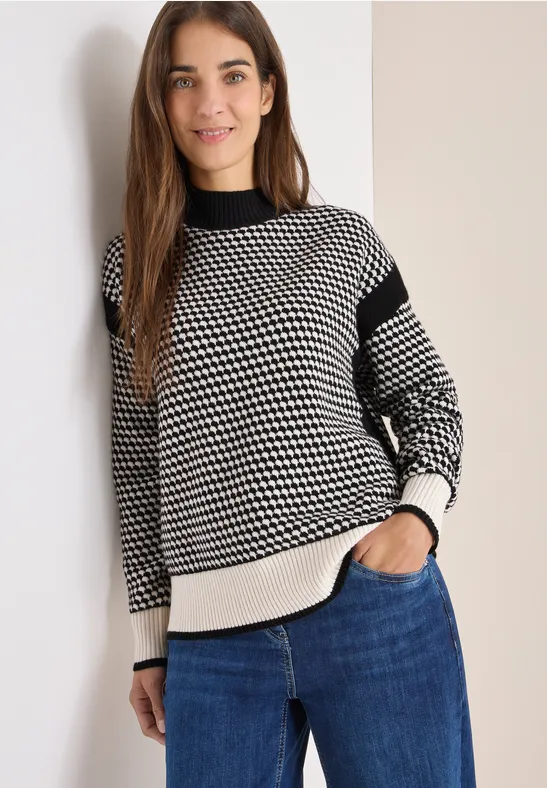 Thumbnail - Cecil Damen Struktur-Pullover in Schwarz, Gr: 3XL