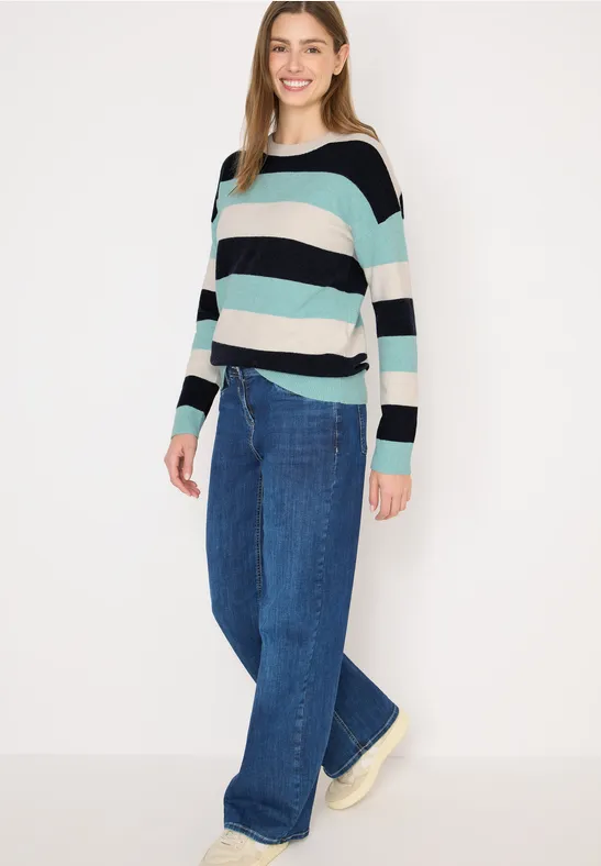 Thumbnail - Cecil Damen Gestreifter Pullover in Blau, Gr: 3XL