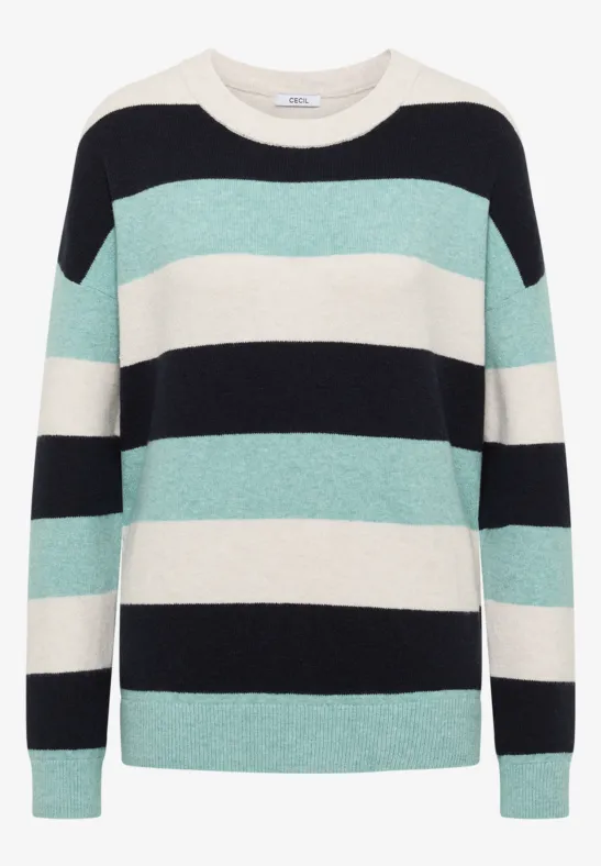 Thumbnail - Cecil Damen Gestreifter Pullover in Blau, Gr: 3XL