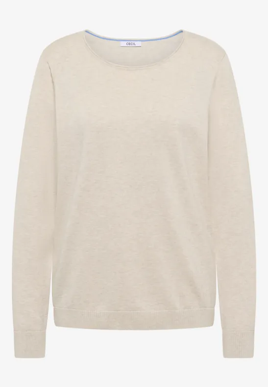 Thumbnail - Cecil Damen Pullover in Unifarbe in Beige, Gr: L