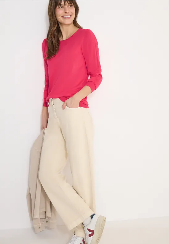 cecil Pullover Langarm Rippdetail Baumwolle Rot