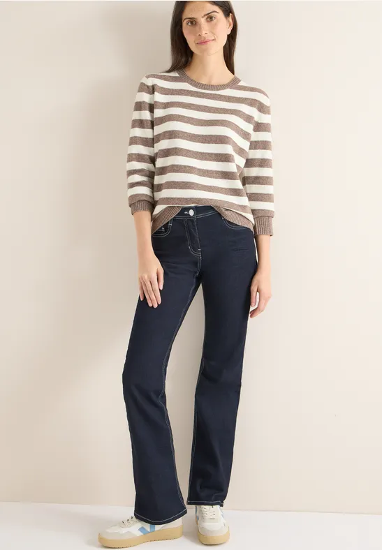 Thumbnail - Cecil Damen Gestreifter Melange Pullover in Braun, Gr: M