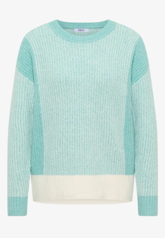 Thumbnail - Cecil Damen Softer Mouliné Pullover in Blau, Gr: L