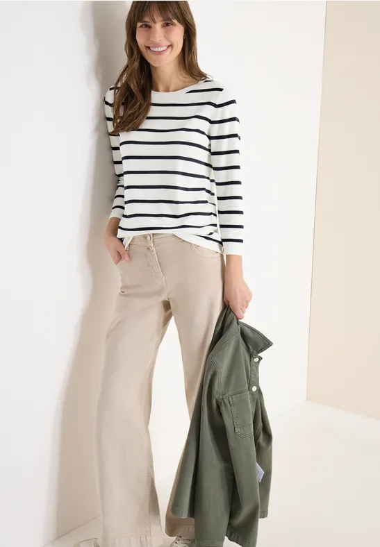 Thumbnail - Cecil Damen Gestreifter Pullover in Weiß, Gr: L