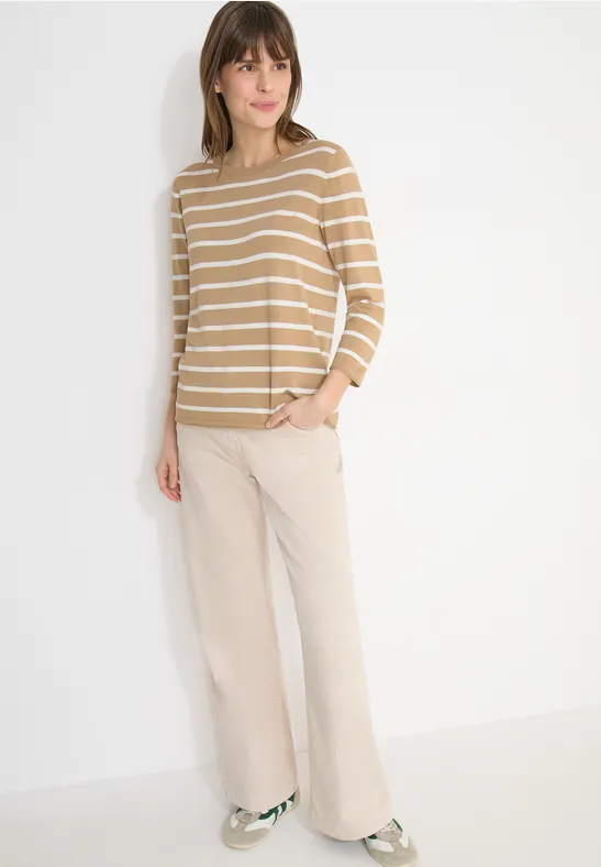 Thumbnail - Cecil Damen Gestreifter Pullover in Beige, Gr: XXL