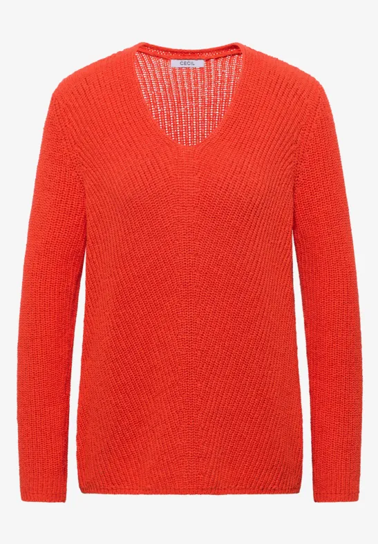 Thumbnail - Cecil Damen Strukturpullover in Orange, Gr: XS