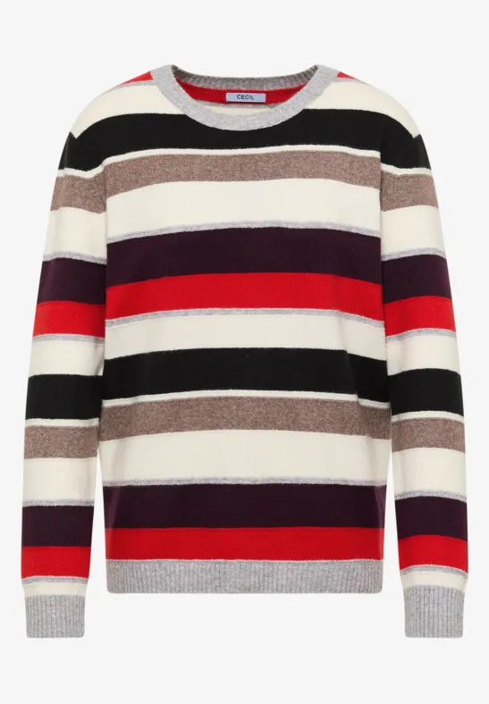 Thumbnail - Cecil Damen Gestreifter Pullover in Weiß, Gr: XS