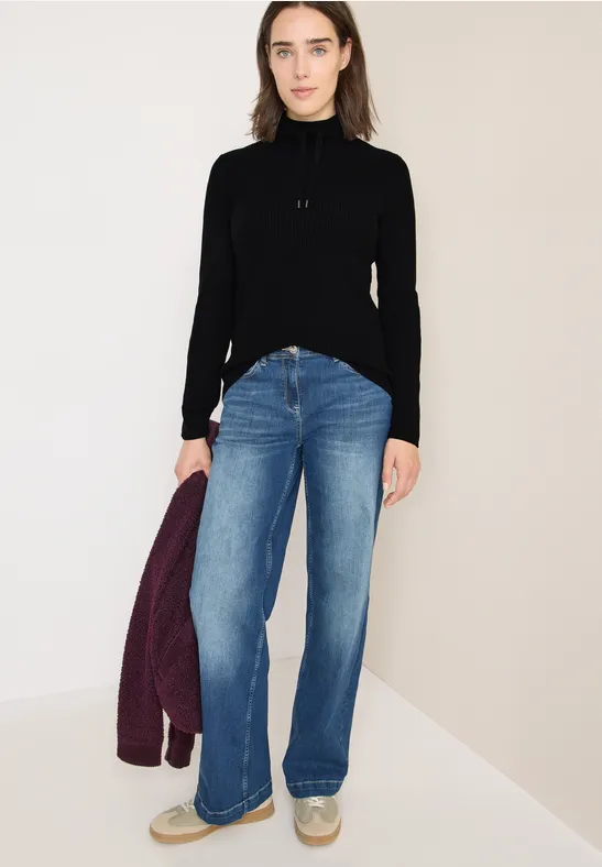 Thumbnail - Cecil Damen Pullover in Unifarbe in Schwarz, Gr: S