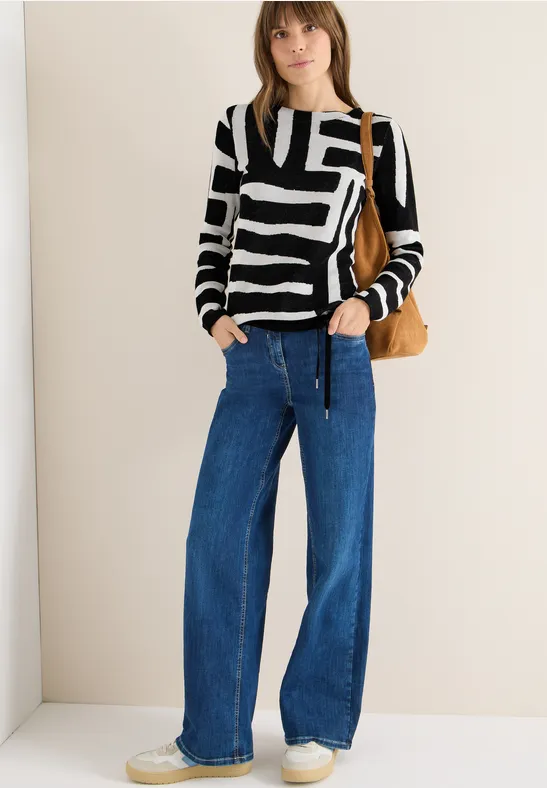 Thumbnail - Cecil Damen Jacquard Pullover in Schwarz, Gr: M