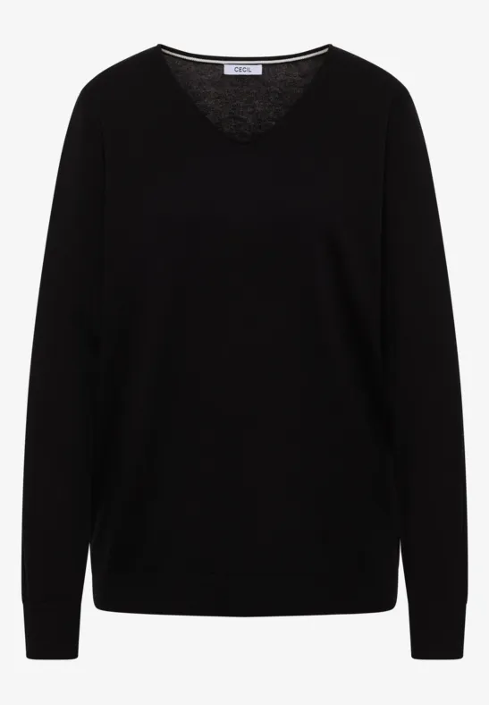 Thumbnail - Cecil Damen Basic Pullover in Schwarz, Gr: XL