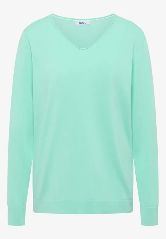 Thumbnail - Cecil Damen Langarm Pullover mit Rippdetail in Grün, Gr: L