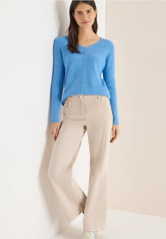 Thumbnail - Cecil Damen V-Neck Pullover in Blau, Gr: XXL
