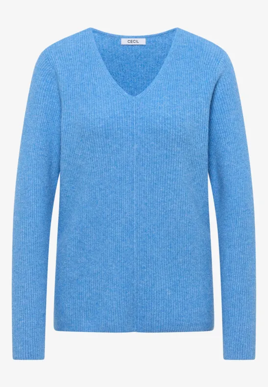 Thumbnail - Cecil Damen V-Neck Pullover in Blau, Gr: XXL