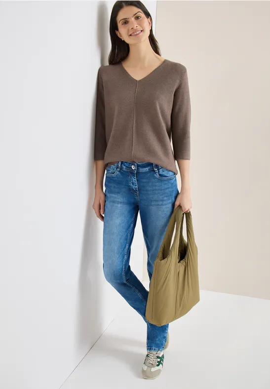 Thumbnail - Cecil Damen 3/4-Arm Pullover mit Struktur in Braun, Gr: L