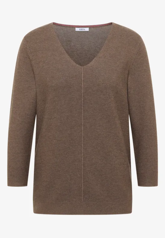 Thumbnail - Cecil Damen 3/4-Arm Pullover mit Struktur in Braun, Gr: L