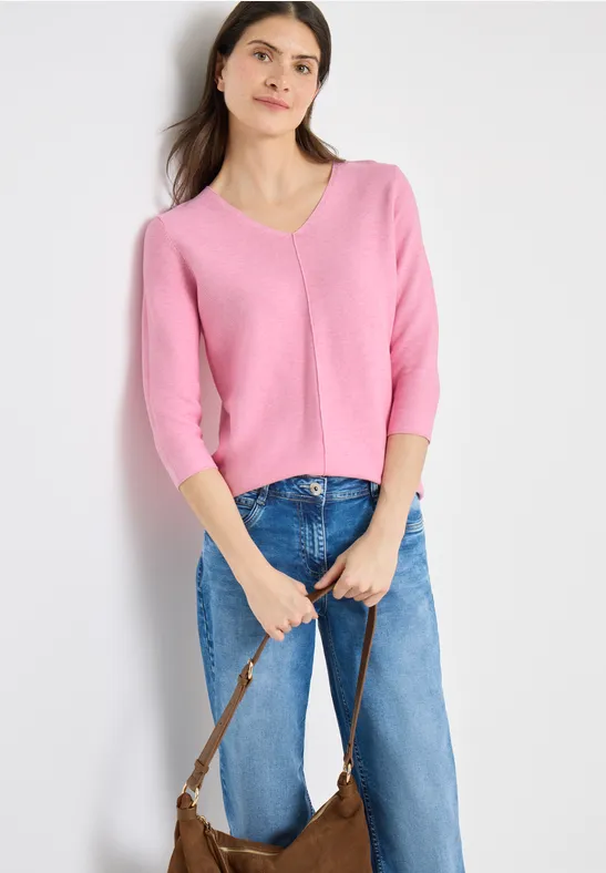 cecil Pullover 3/4-Arm Struktur Organic Cotton Rosa