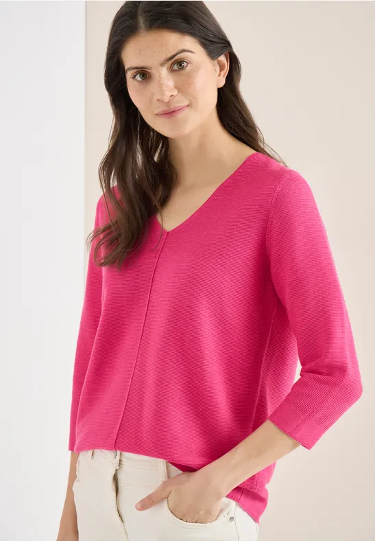 cecil Pullover 3/4-Arm Struktur Organic Cotton Pink