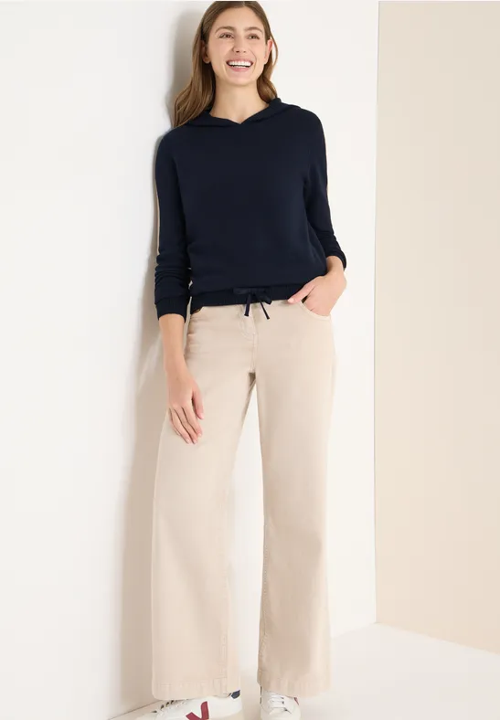 Thumbnail - Cecil Damen Hoodie mit Gallonstreifen in Blau, Gr: XS