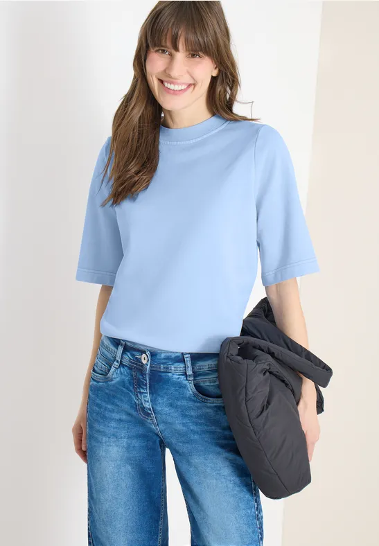 cecil Sweatshirt Kurzarm Garment Dye Baumwolle Blau