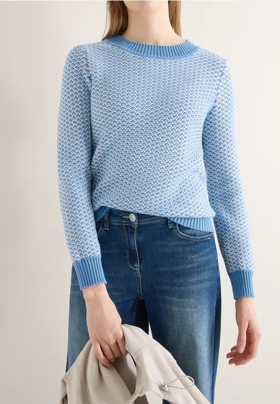 Thumbnail - Cecil Damen Two-Tone Pullover in Blau, Gr: L